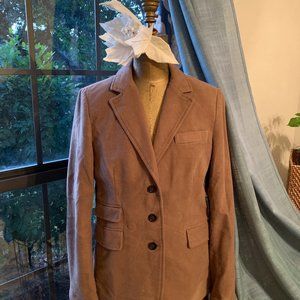 Banana Republic Tan Cotton Velour Jacket with Patches! Size 6